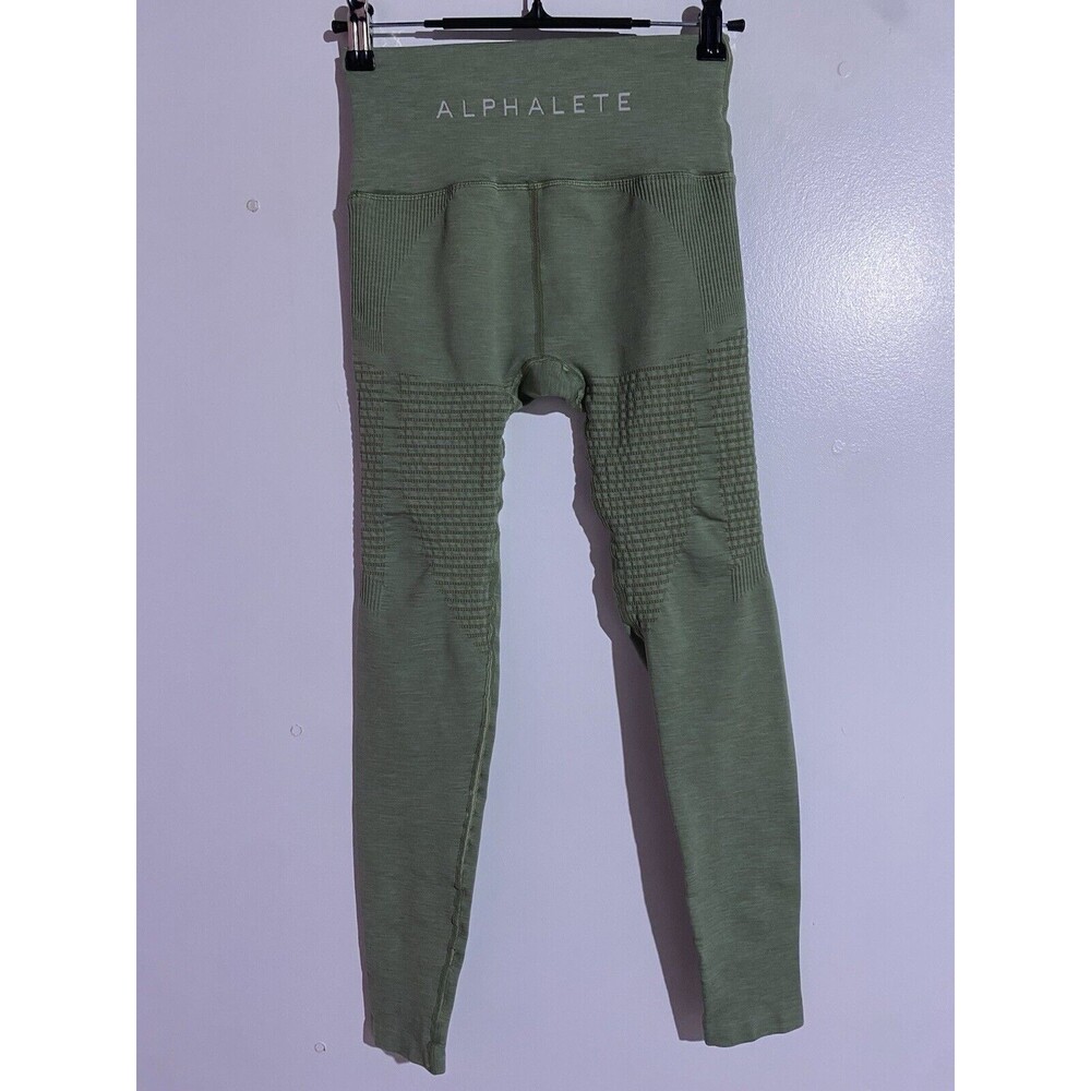 Alphalete Leggings Small Sage Green Amplify Contour Seamless Gym Leg Day Stretch - Picture 1 of 8